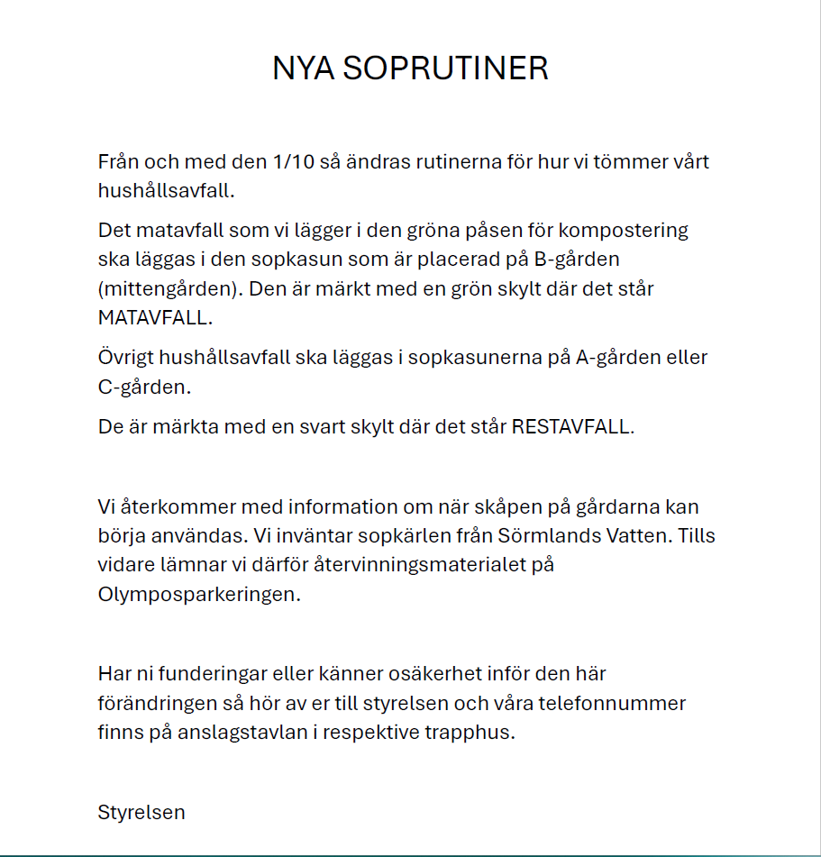 Nya sopprutiner